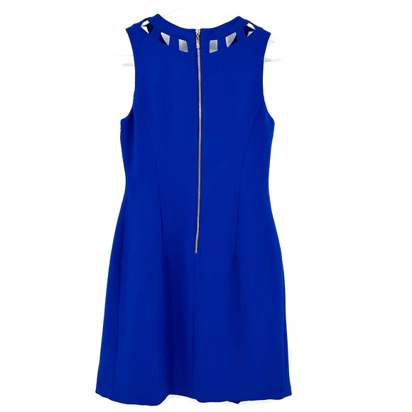 Eliza J size 4 blue sleeveless a line dress cutout neckline zip up rear lined - Picture 2 of 5